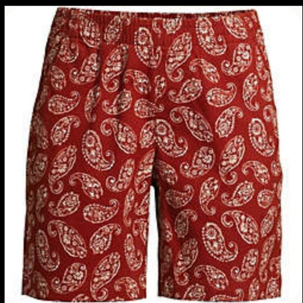 NWOT! 7" Lands' End Rust Red Paisley Printed Shorts Size 10 Petite - Picture 2 of 10